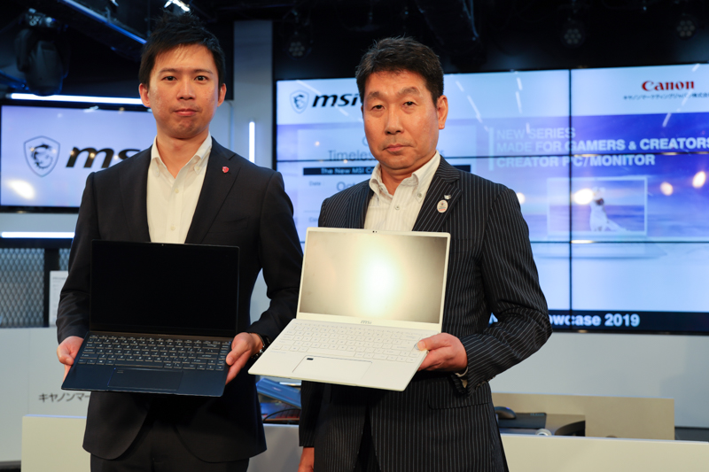 左からRicky Chiang氏（エムエスアイコンピュータージャパン株式会社 代表取締役社長）、大井正博氏（キヤノンマーケティングジャパン株式会社 コンスーマビジネスユニット ITプロダクト営業部 部長）