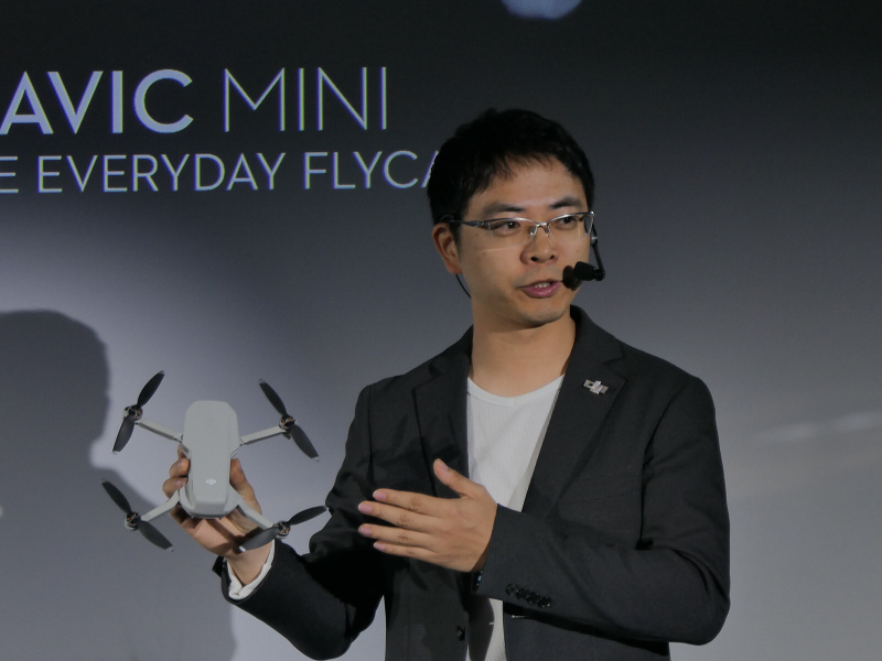 Mavic Miniの説明をするDJI JAPAN代表取締役の呉韜（ご・とう）氏