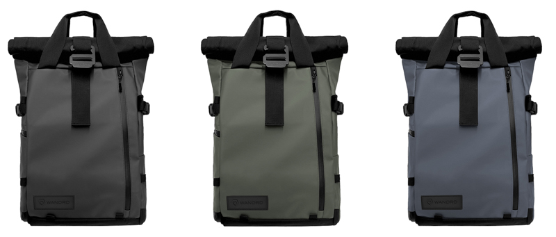 21リットル。左からブラック、ワサッチグリーン、エーゲブルー