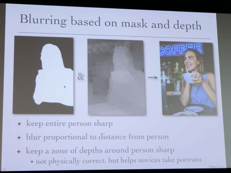 深度マップを活用した背景ぼかし。