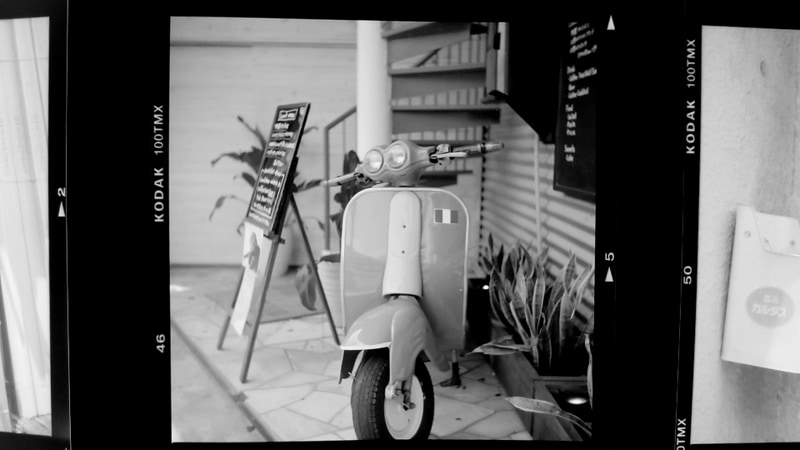 こちらは120サイズのモノクロネガフィルムを撮影。スライダーでコントラストを少し上げている。