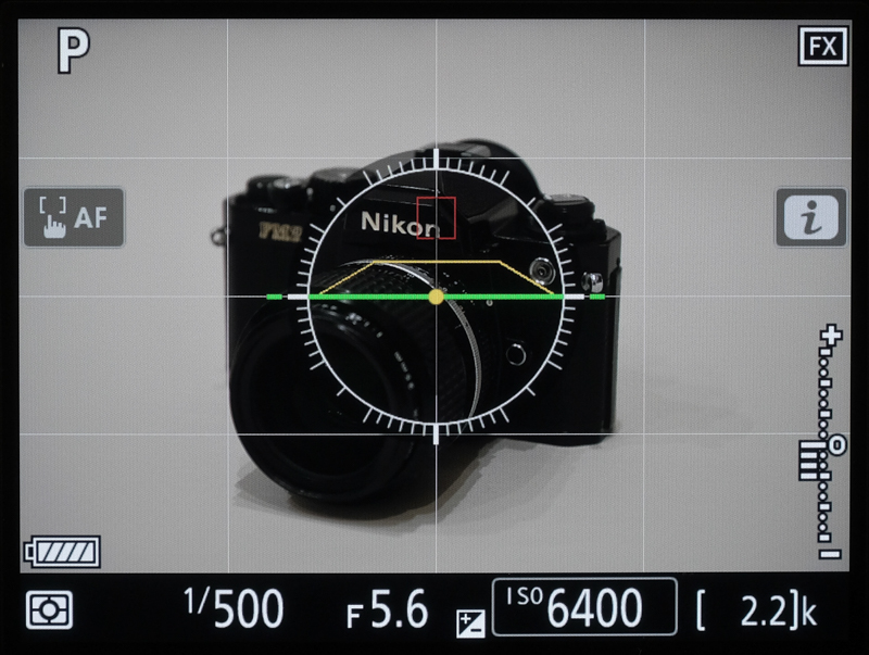 D780の水準器表示（LV画面）