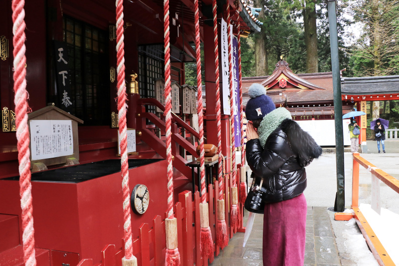 結婚を祈願するために箱根神社を訪れた、たんぽぽ 川村エミコさん