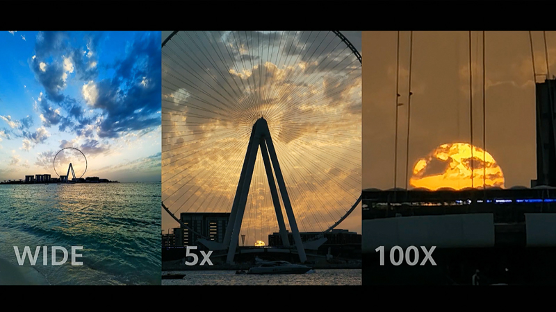 P40 Pro+は広角23mmを基準に、超望遠240mmで光学10倍、デジタルズームを組み合わせて"100倍ズーム"とアピールする。