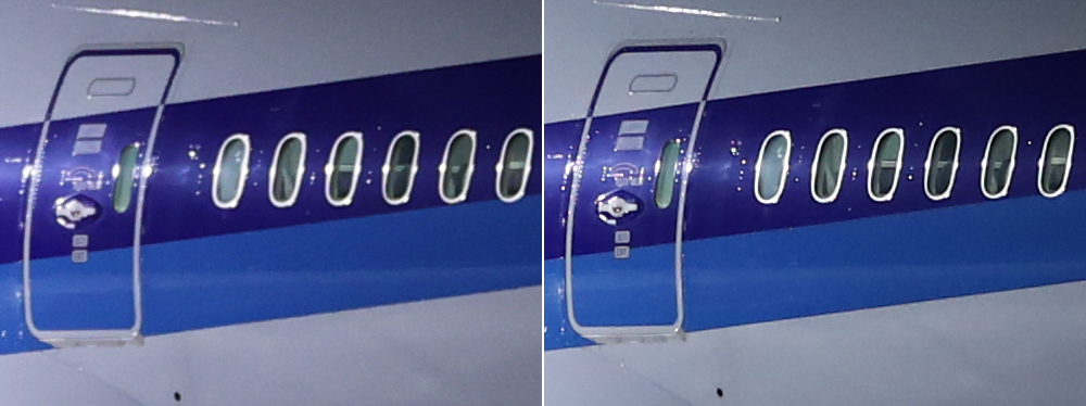 ISO 3200。主翼後方ドア周辺。左がMark III、右がMark II