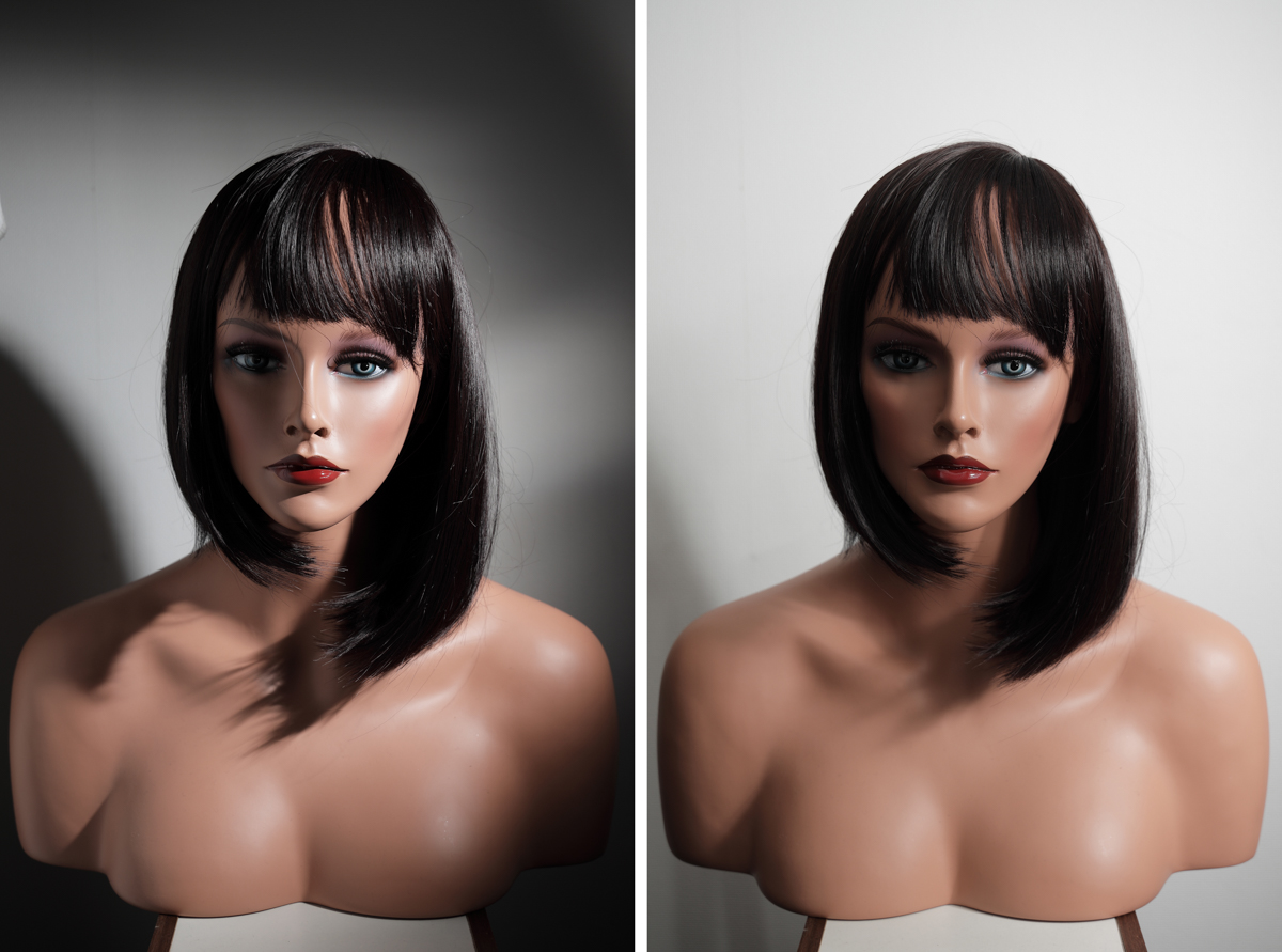 直当て＋白布あり・露出差1段弱（左）、バウンス（右）