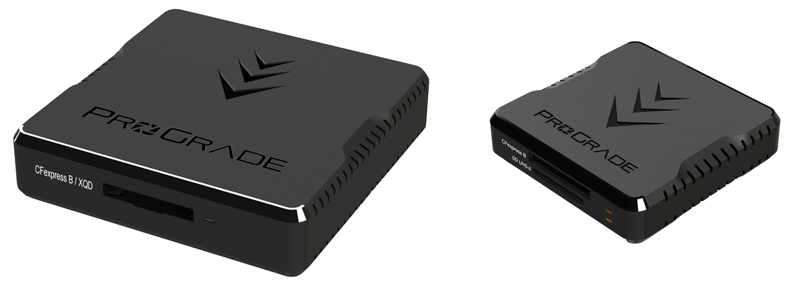 Thunderbolt 3専用 (CFexpress B) カードリーダー（左）、USB3.2 Gen2対応 (CFexpress B/SD) ダブルスロット カードリーダー（右）