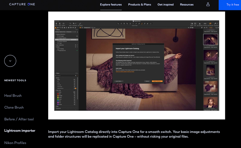 Lightroomのカタログインポート（解説画面はCapture One 20 Proのもの）