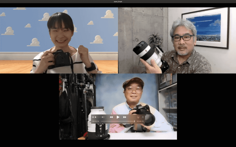 座談会はオンラインで行いました。上段左から時計回りに大村祐里子さん、宇佐見健さん、伊達淳一さん。