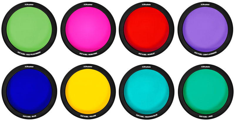 上段左からハーフプラスグリーン、ローズピンク、スカーレット、ライトラベンダー、下段左からブルー、イエロー、ピーコックブルー、ジェイド