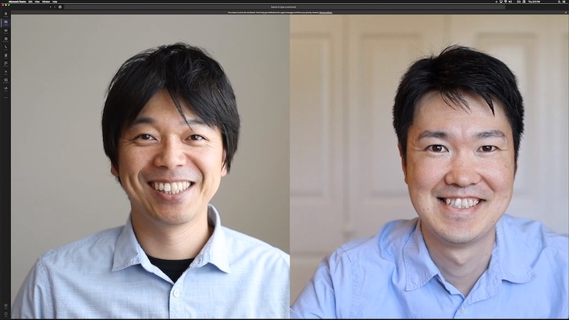 左からキヤノンUSAの中村氏（EOS-1D X Mark II+EF 50mm F1.8 STM）、今野氏（EOS M200+EF-M32mm F1.4 STM）。ともにEOS Webcam Utility Betaを利用。
