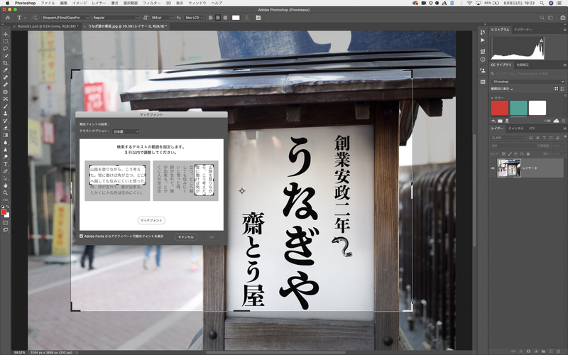 縦書き、複数行に対応するマッチフォント。日本語フォントの選択に威力を発揮する。