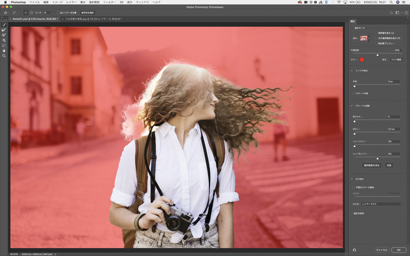 被写体の選択機能はワンクリックで人物を切り抜けるが、こうした写真の場合、髪の毛の細かい範囲の自動指定が難しかった。