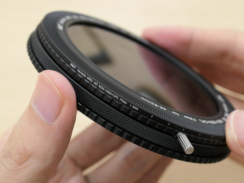 こちらは4つのリングが重なる。メカ的なロマンを感じるルックスだ。製品版には、操作用のピンと、VNDが最大濃度のND1000を超えないためのストッパー機能が追加予定。