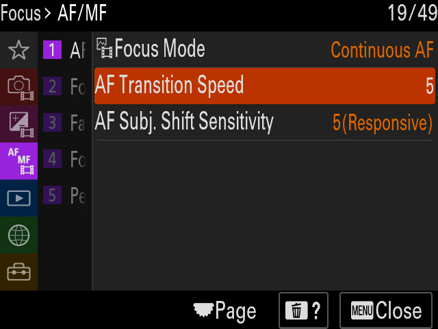 α7S IIIで新搭載されたメニューUIの一例（英語）