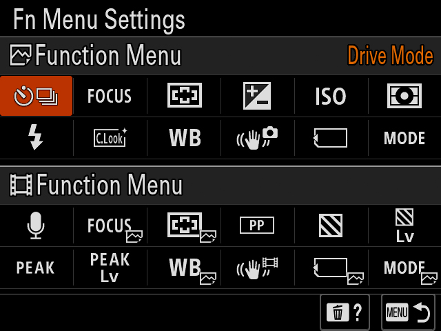α7S IIIで新搭載されたメニューUIの一例（英語）