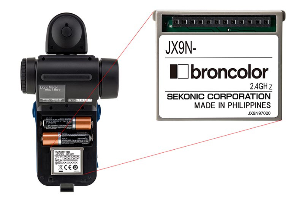 L-858Dにbroncolor対応トランスミッター「RT-BR」（税別1万3,600円）を取り付けることで、broncolor RFS2.1対応ストロボのコントロールが可能になる。