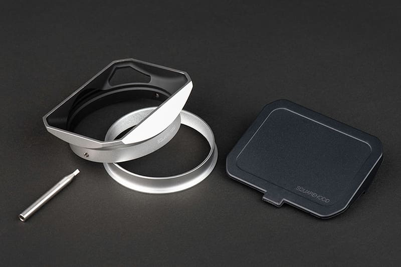 セット内容。左からミニドライバー、フード本体、取付スリーブ、フードキャップ。