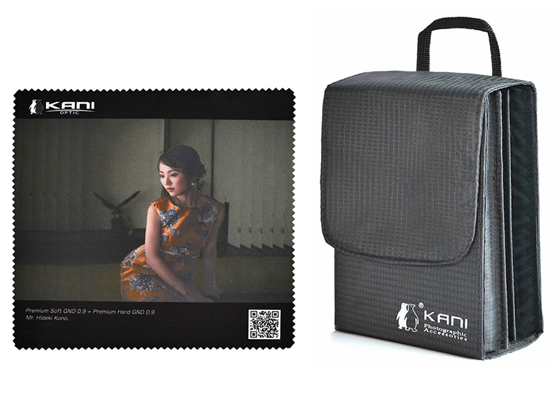 レンズクロス（左）とフィルター＋ホルダー100mm幅ソフトケース（右）