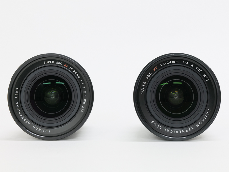 正面から。フィルター径が変わっていないので、パッと見での違いは判別しづらい