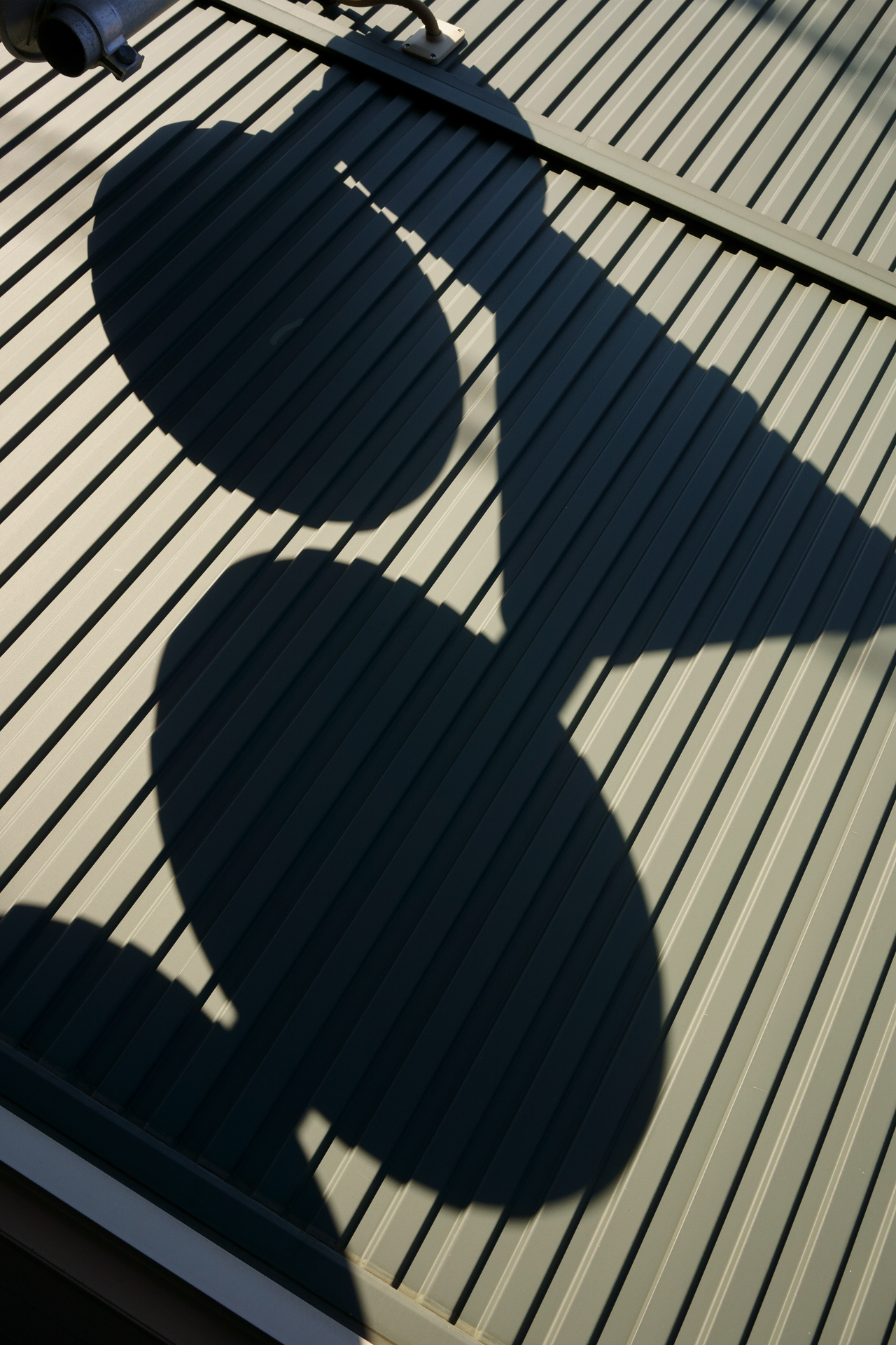 壁に映る道路標識の影。串に刺したおでんの影みたいにも見えてきたので素直にシャッターを押してみましたよ。明暗大きいけど、肉眼での印象に近いですね。<br>α7C　FE 35mm F2.8 ZA（F11・1/250秒）ISO 400