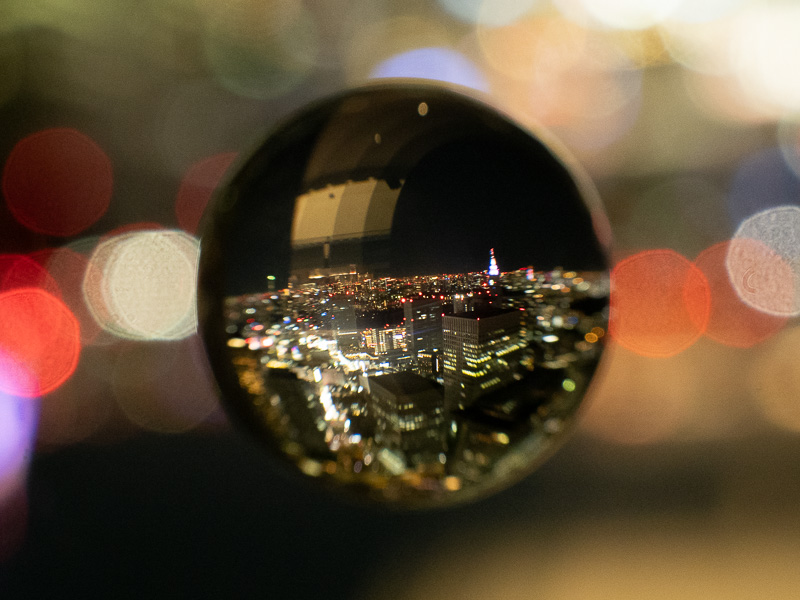 フードなしで撮影。玉の内側や外側に映り込みが確認できる。