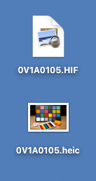 EOS R5、α7S IIIいずれも拡張子を.heicに変更するとアイコンがサムネイルで表示されるようになる。