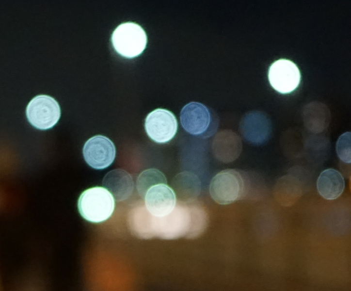 背景のボケ部分を拡大。ボケ円の中に同心円状のパターンが見える