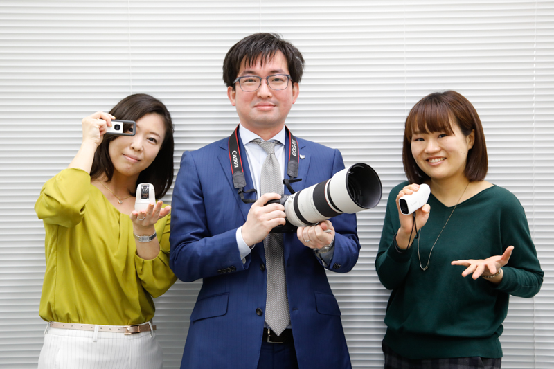 回答いただいたキヤノン株式会社 渉外本部 渉外センターの面々。左から椙浦香菜子氏、阿内秀人氏、岸英里子氏。