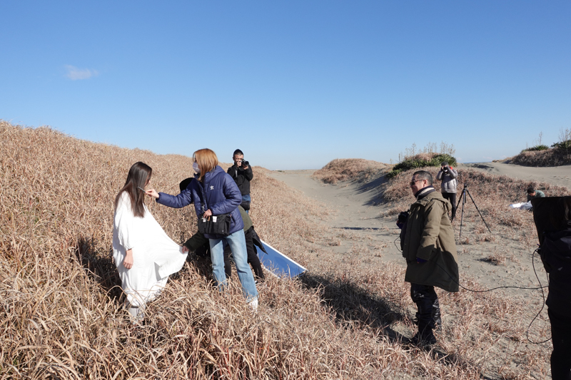 前半パートとなった九十九里の浜辺は無風。天候は快晴でした