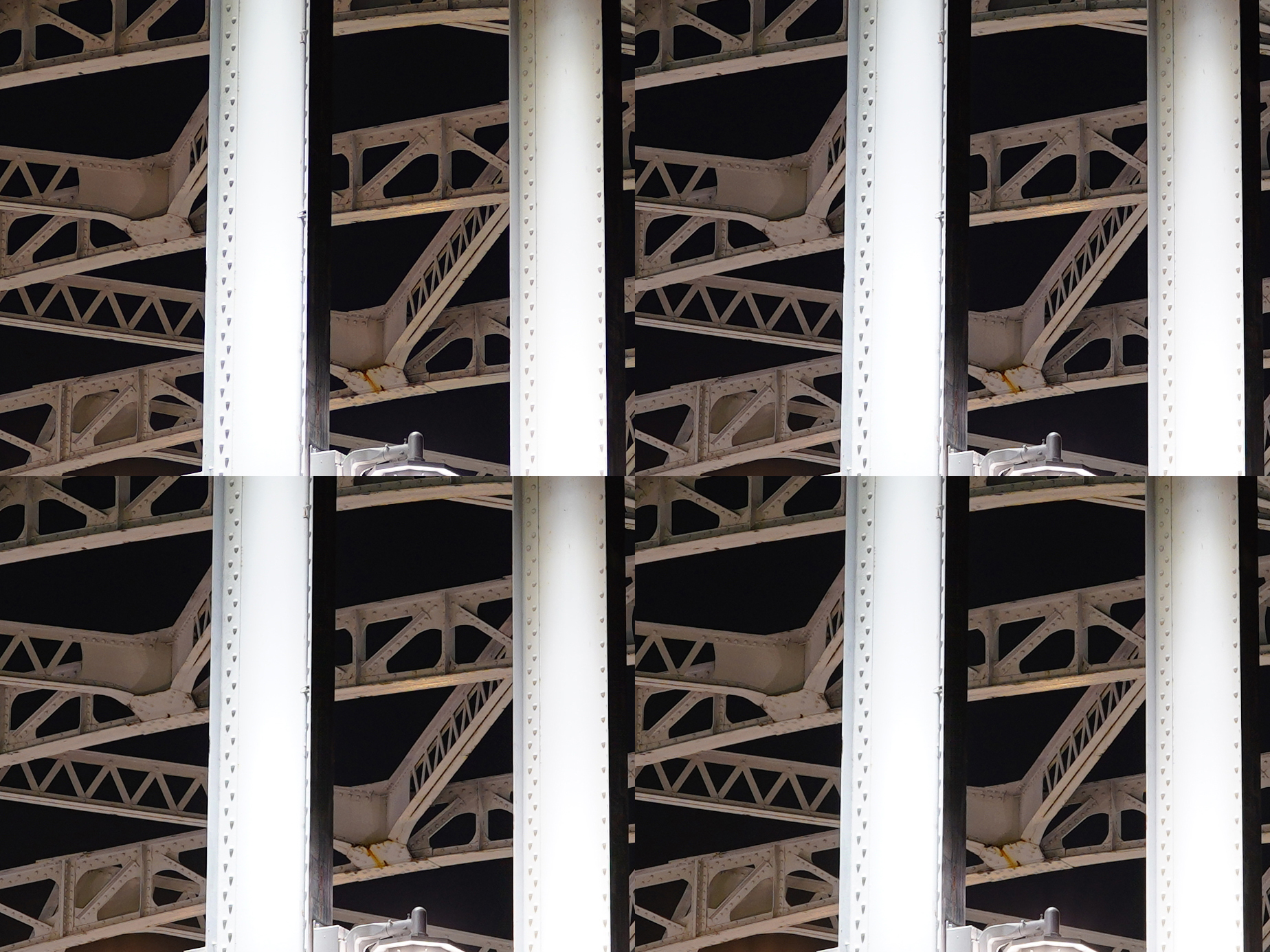 中央部を拡大したところ。F値は時計回りにF2.8、F4、F5.6、F8