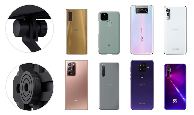 ホルダーとステーアームは、様々なカメラ位置に対応する