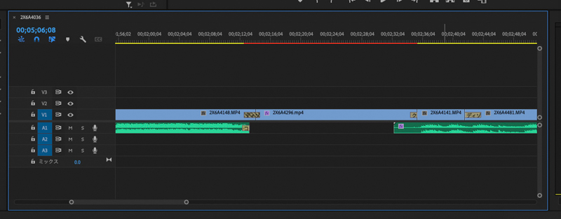 ちょっと映画っぽく無音の部分もつくってみた。キャプチャーのとおり音声トラックがない