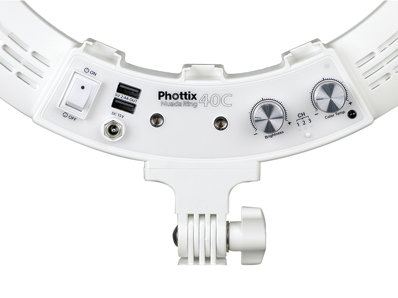 背面には輝度・色温度の調整に対応するダイヤルを搭載している