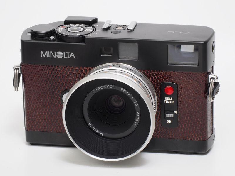 ミノルタTC-1に搭載された高性能のGロッコール28mm F3.5を単体レンズとして組み上げたもので、カラーはシルバーのみです。L-Mリングを介して装着しました。TC-1が修理できなくなっても、このレンズさえあれば、写りはずっと楽しめるわけです。