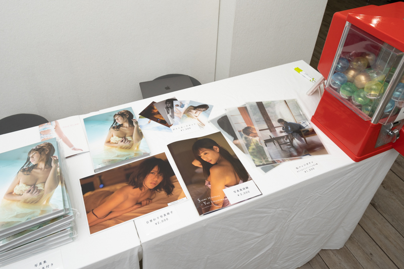 写真集、図録、ポストカード、缶バッジなど様々なグッズの販売も