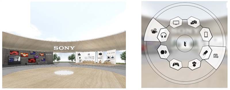 店舗内は360度を見渡せるようになっている。各商品コーナーへの素早いアクセスも可能（画像右）