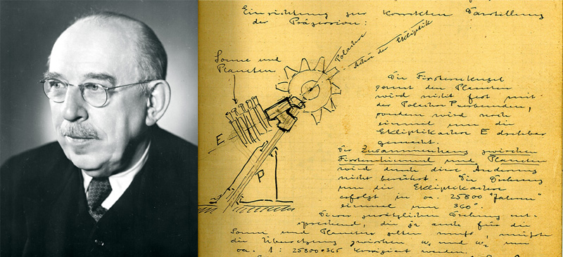 左：ヴァルター・バウエルスフェルト　右：プラネタリウム開発のスケッチ