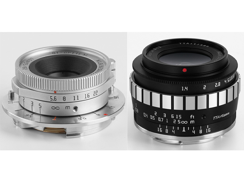 左からTTArtisan 28mm F5.6、TTArtisan 23mm F1.4