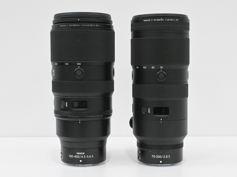 NIKKOR Z 70-200mm f/2.8 VR S（右）とのサイズ比較