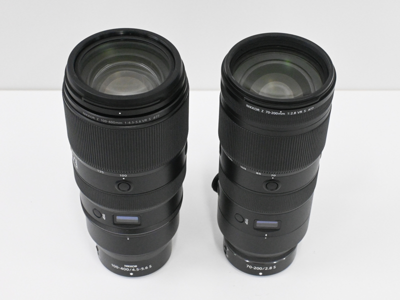 NIKKOR Z 70-200mm f/2.8 VR S（右）とのサイズ比較