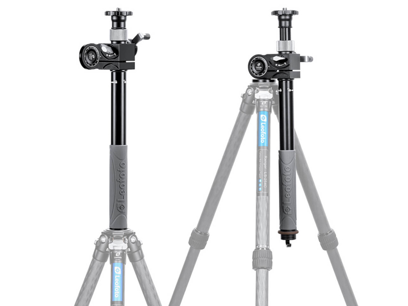 三脚に直付けして通常のセンターポールとして使用することもできる（画像左）