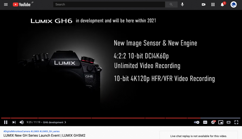 <span class="fnt-85">「LUMIX New GH Series Launch Event｜LUMIX GH5M2」（YouTube）より</span>