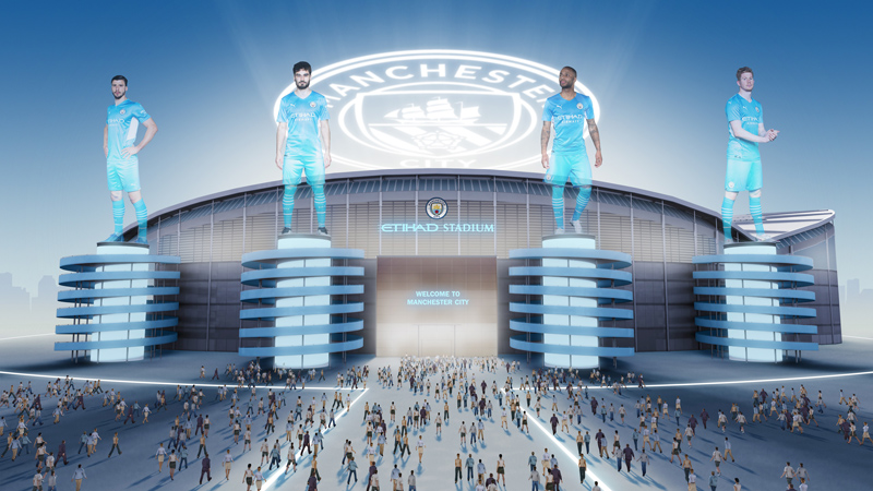 仮想空間上にリアルに再現されたエティハド・スタジアム（イメージ）