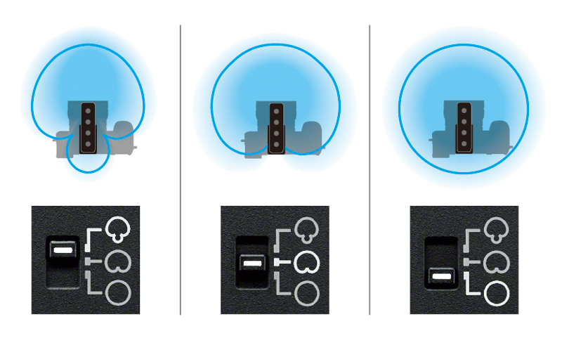 高性能マイクユニットとデジタル信号処理により正面方向の感度を強め、正面以外の音声を打ち消すビームフォーミング方式の信号処理システムを搭載。撮影シーンに応じて指向性を切り替えられる点を特徴とする