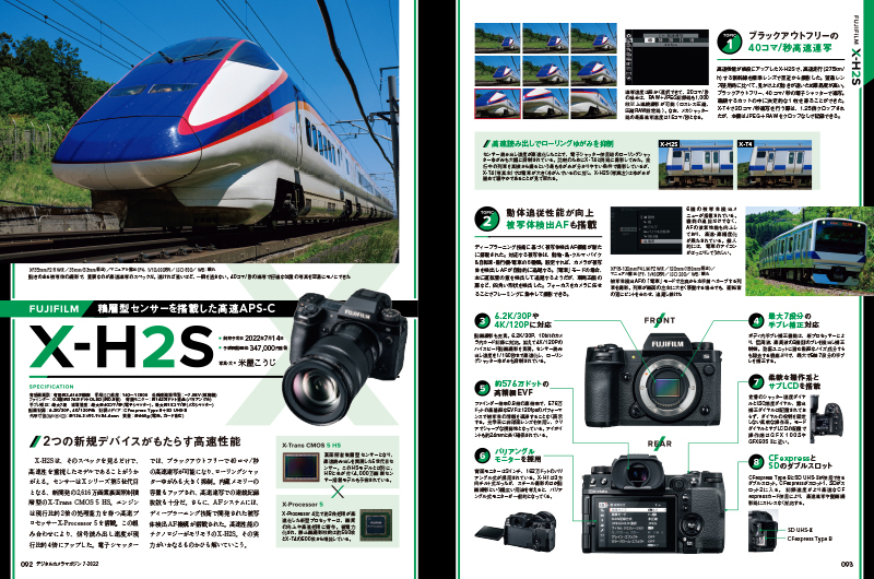 富士フイルムのハイエンドカメラ「X-H2S」は現在考えられる最強スペックをつぎ込んだAPS-Cカメラ。破格のスペックを持つこのカメラを米屋こうじがさまざまな鉄道を撮影して検証した。合わせて超望遠と高倍率ズームの新レンズ2本もレビューしている。