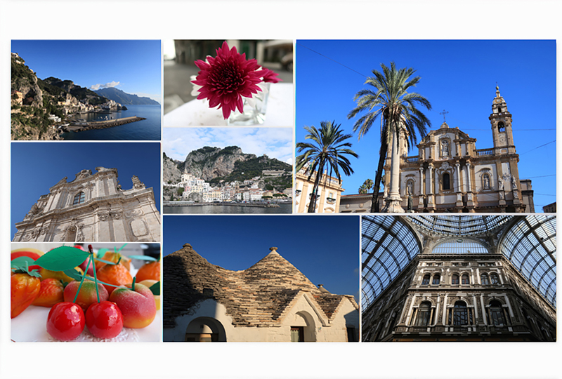 コラージュ作品風の「シャッフルレイアウト」機能イメージ