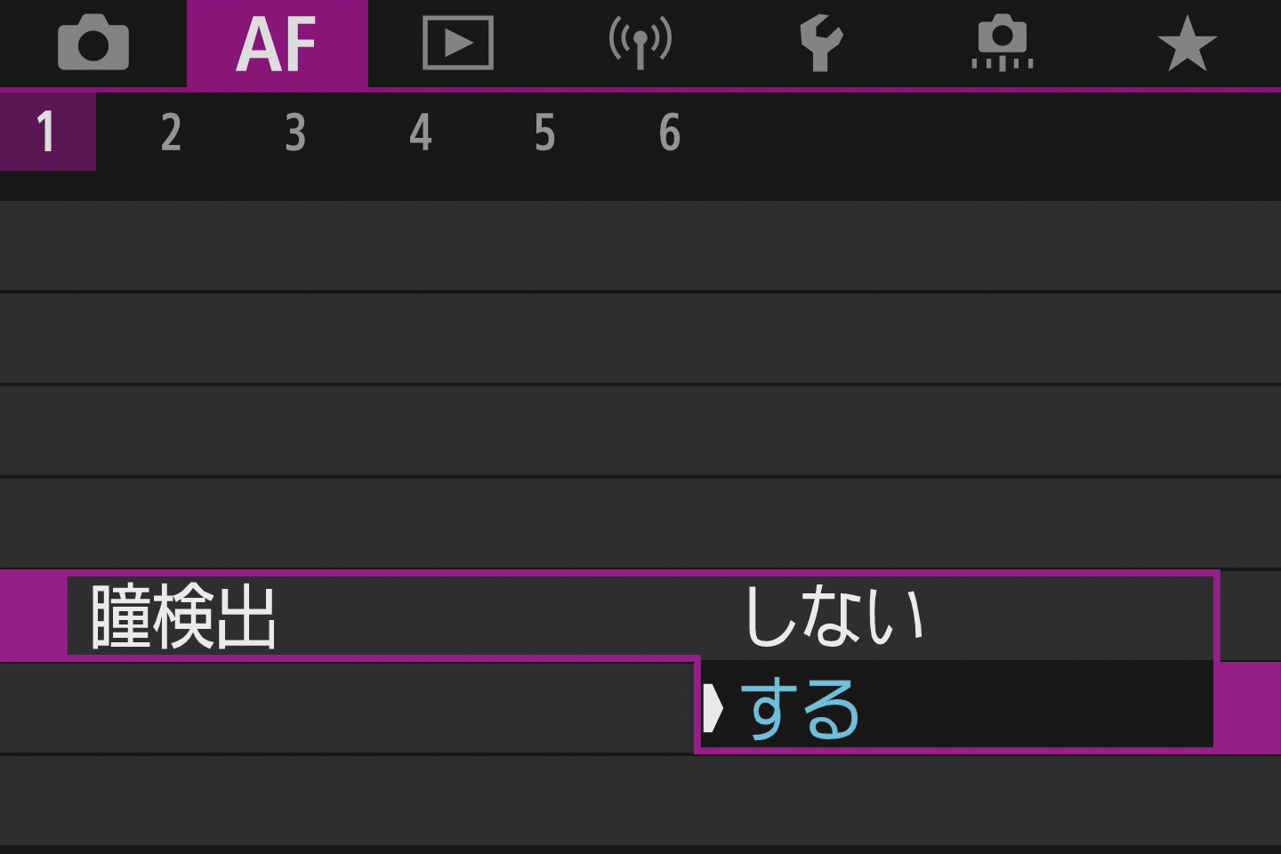 人物を認識する設定にしてから瞳検出をオンにしておく