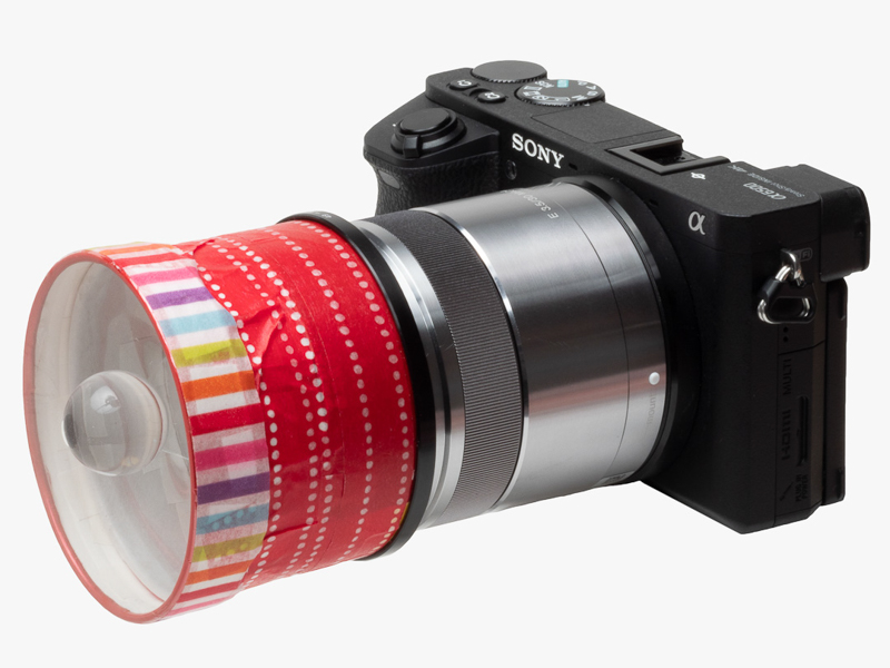 ラップフィルムで透明球を挟んで工作して作った宙玉