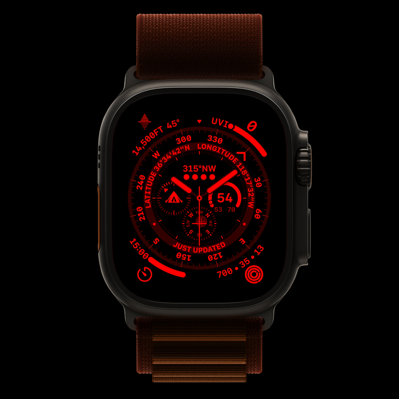 ナイトモードでは、暗所での視認性に配慮した赤い表示となる